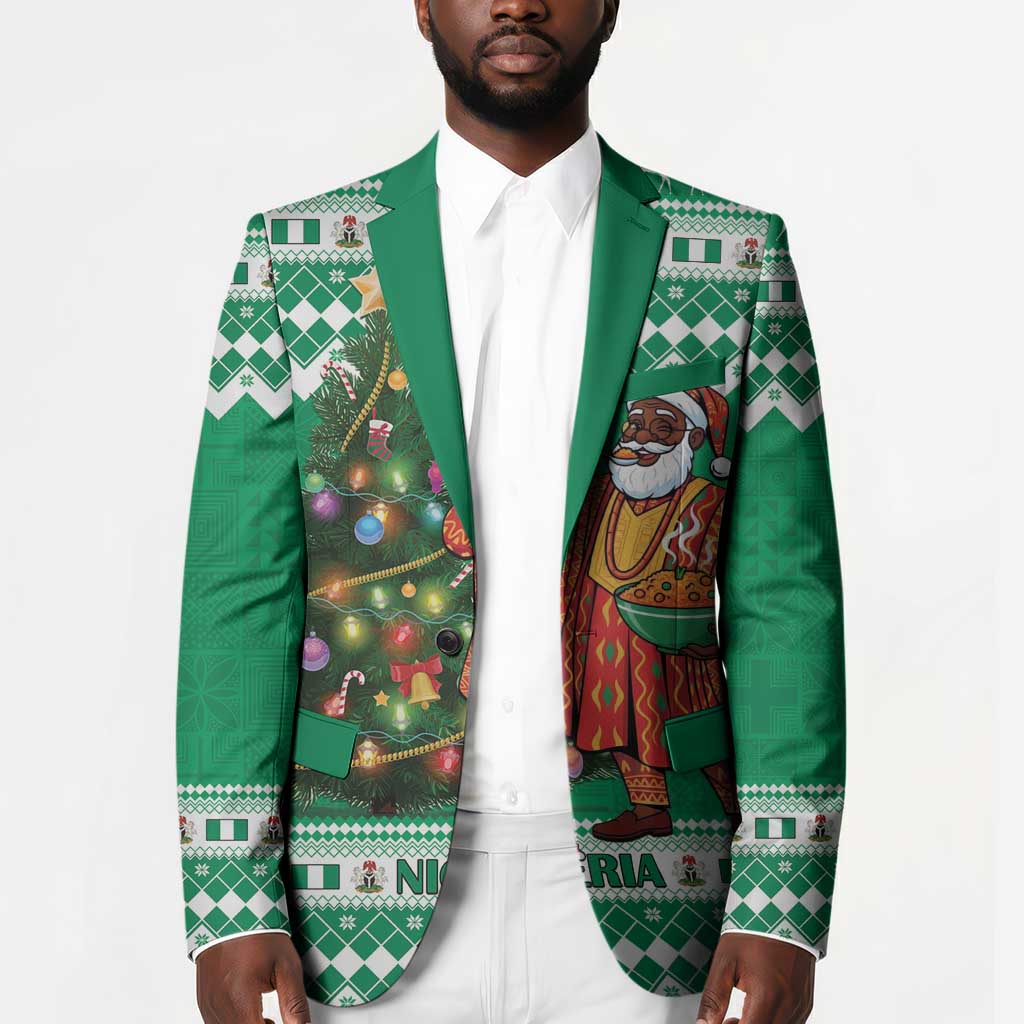 Personalized Nigeria Christmas Blazer Black Santa With Jollof Rice