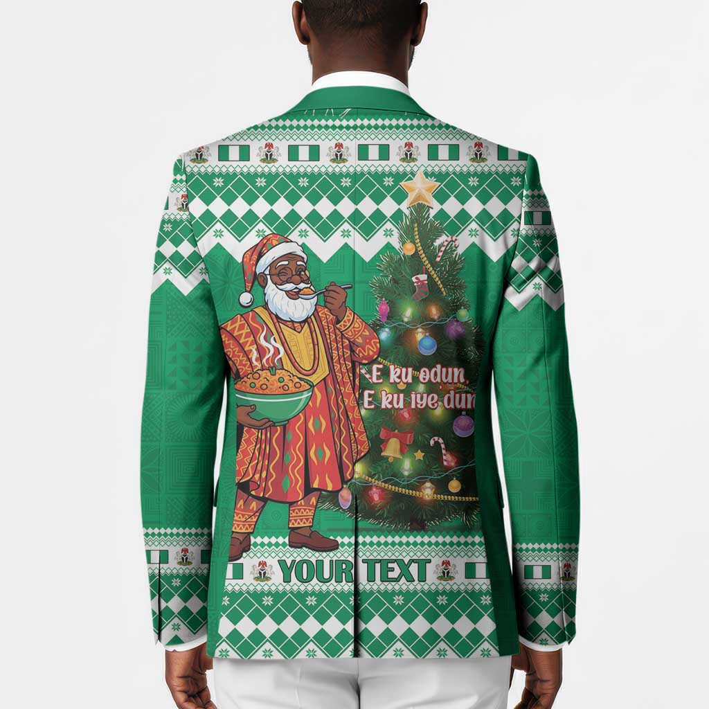 Personalized Nigeria Christmas Blazer Black Santa With Jollof Rice