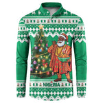 Personalized Nigeria Christmas Button Sweatshirt Black Santa With Jollof Rice