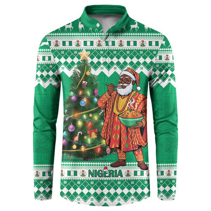 Personalized Nigeria Christmas Button Sweatshirt Black Santa With Jollof Rice