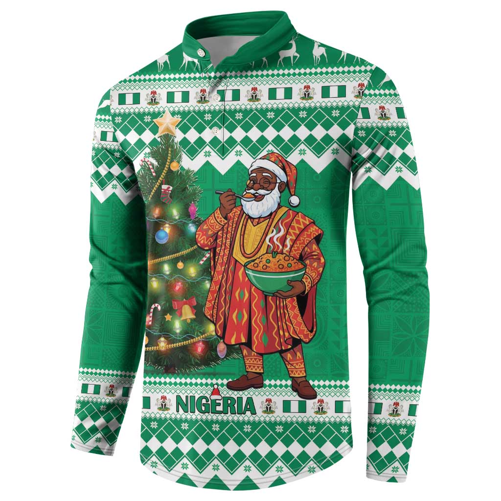 Personalized Nigeria Christmas Button Sweatshirt Black Santa With Jollof Rice