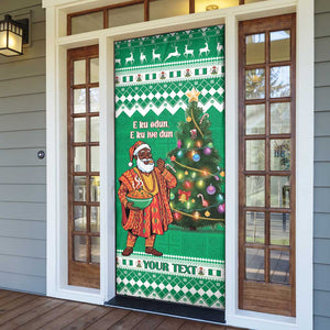 Personalized Nigeria Christmas Door Cover Black Santa With Jollof Rice