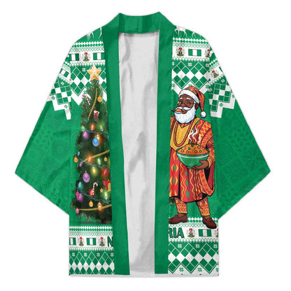 Personalized Nigeria Christmas Kimono Black Santa With Jollof Rice