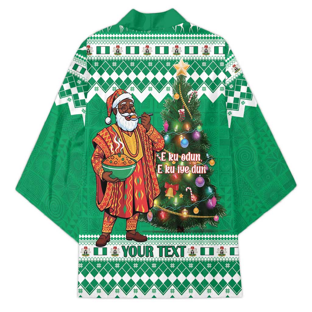 Personalized Nigeria Christmas Kimono Black Santa With Jollof Rice