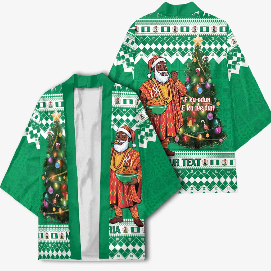 Personalized Nigeria Christmas Kimono Black Santa With Jollof Rice