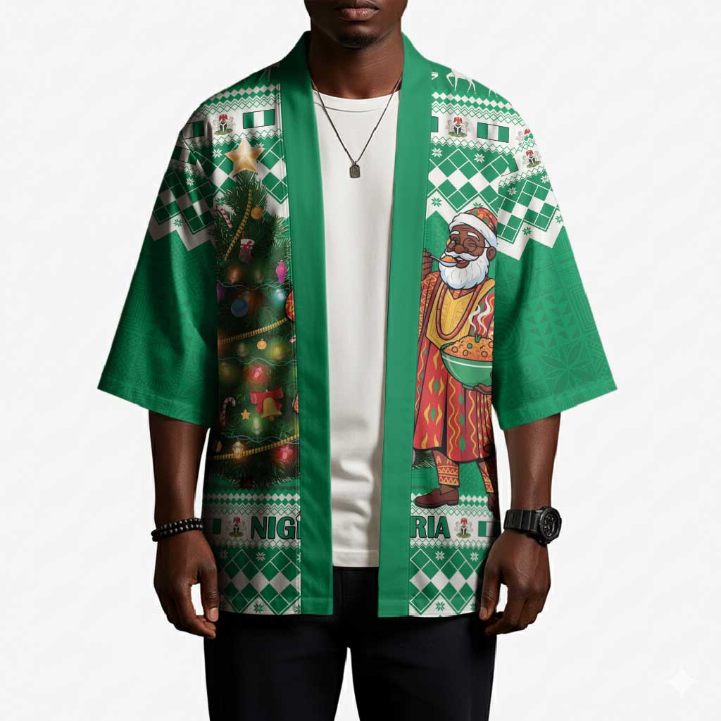 Personalized Nigeria Christmas Kimono Black Santa With Jollof Rice