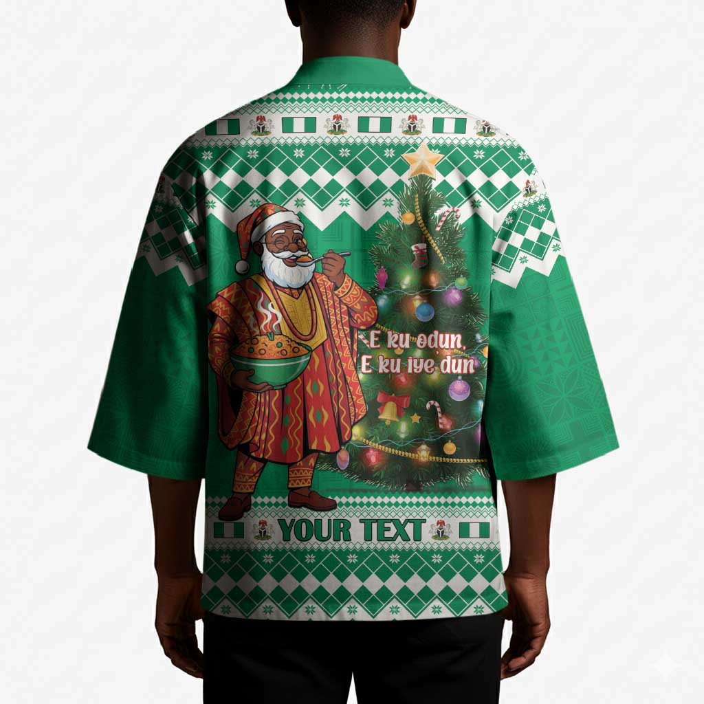 Personalized Nigeria Christmas Kimono Black Santa With Jollof Rice