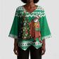 Personalized Nigeria Christmas Kimono Sleeve Blouse Black Santa With Jollof Rice