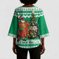 Personalized Nigeria Christmas Kimono Sleeve Blouse Black Santa With Jollof Rice