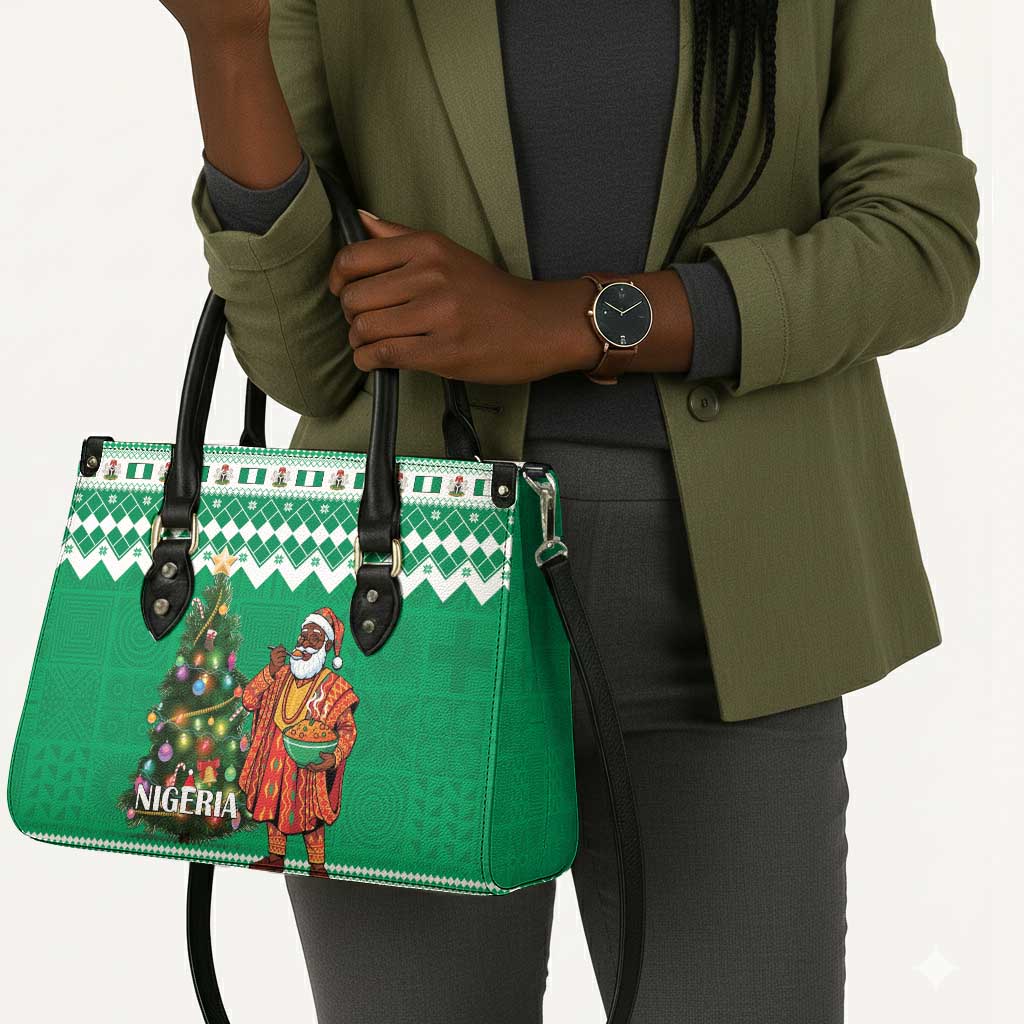 Nigeria Christmas Leather Bag Black Santa With Jollof Rice