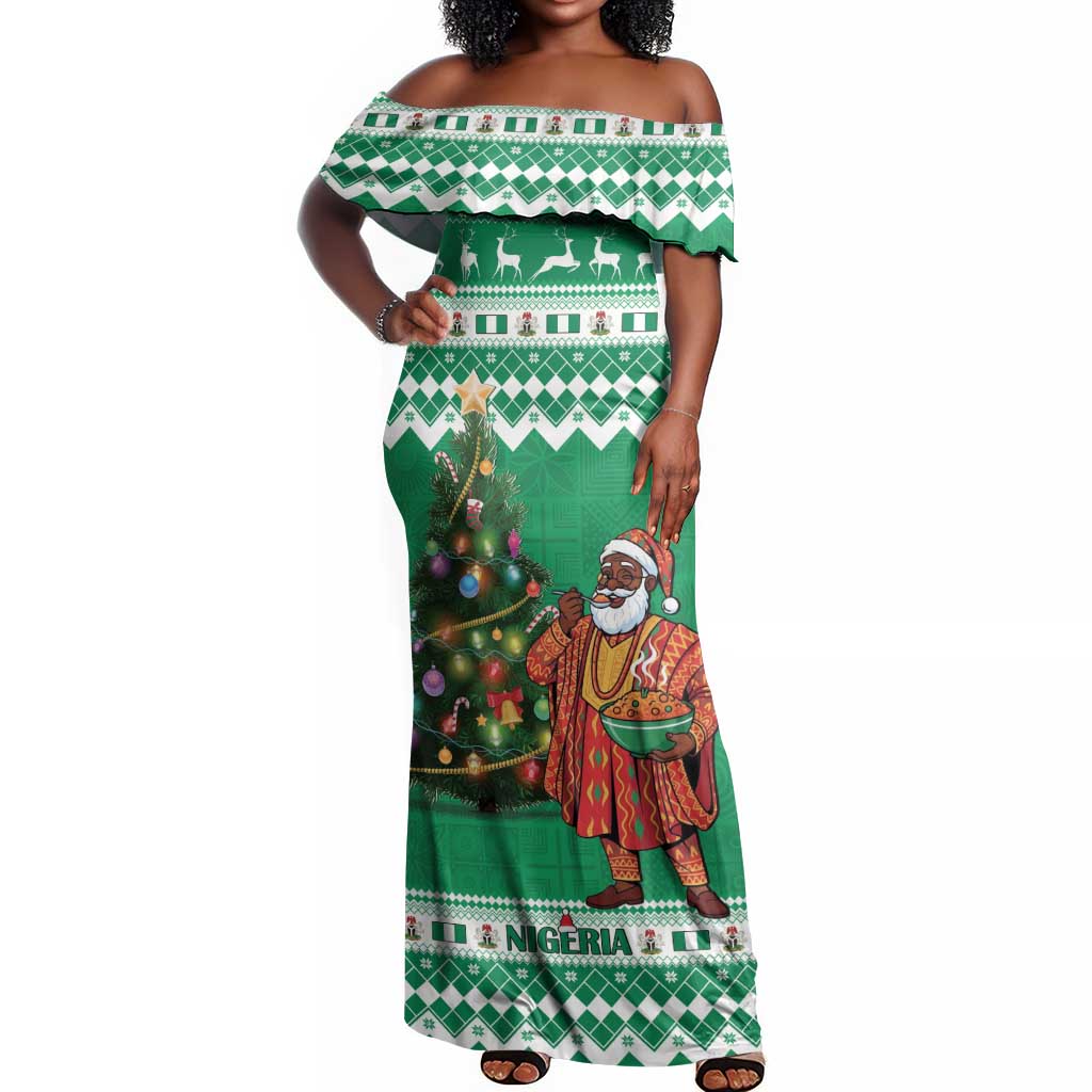 Personalized Afro Christmas in Nigeria Off Shoulder Maxi Dress Eku Odun Eku IyeDun - African Pride