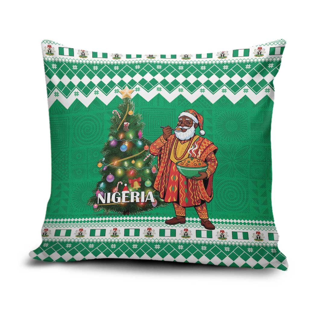 Nigeria Christmas Pillow Cover Black Santa With Jollof Rice