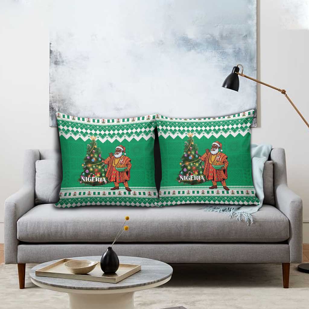 Nigeria Christmas Pillow Cover Black Santa With Jollof Rice