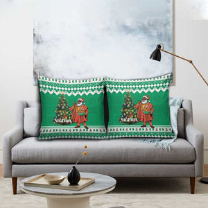 Nigeria Christmas Pillow Cover Black Santa With Jollof Rice
