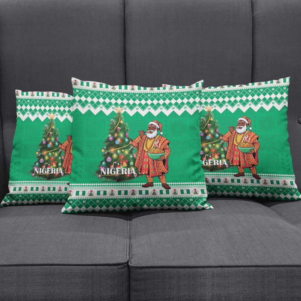 Nigeria Christmas Pillow Cover Black Santa With Jollof Rice