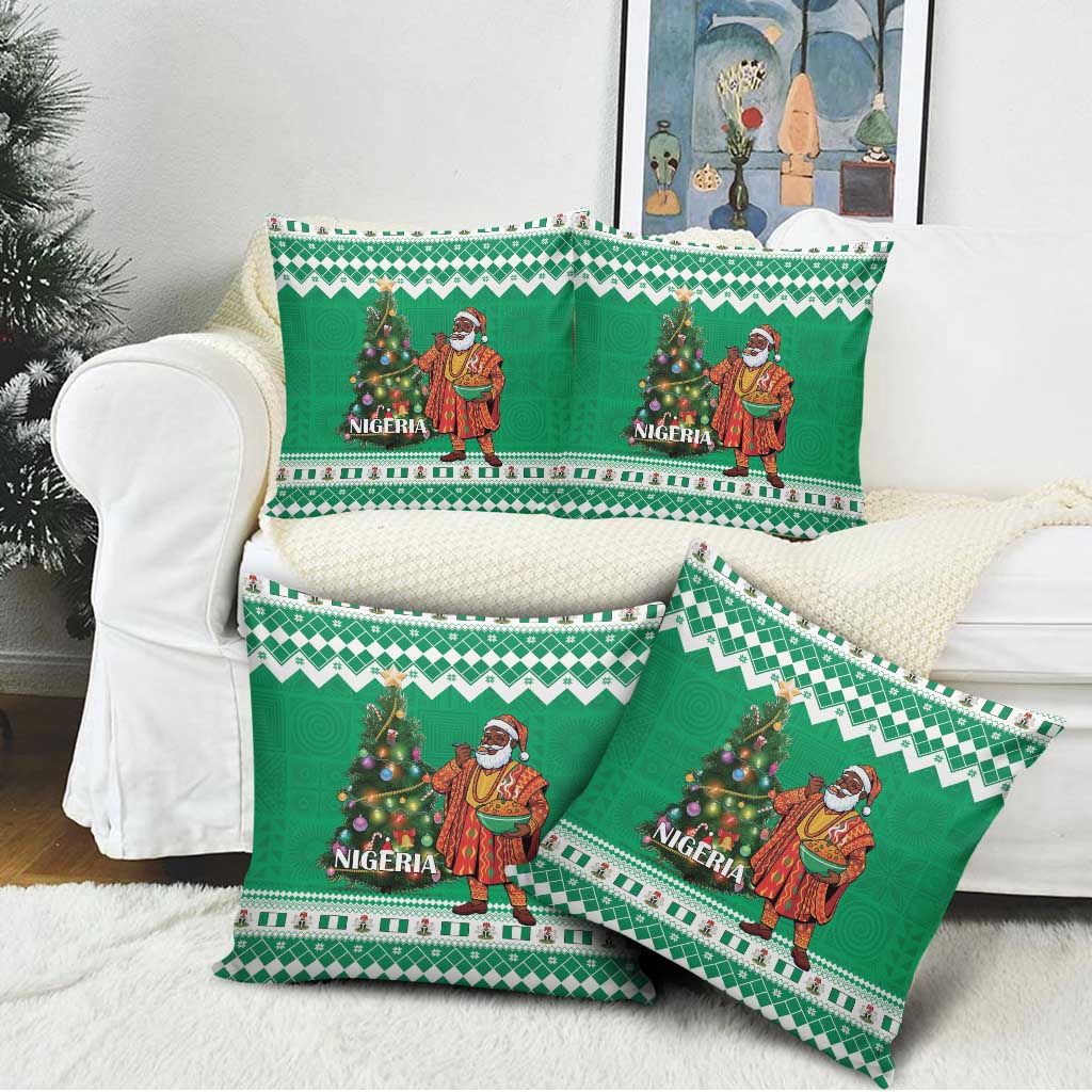 Nigeria Christmas Pillow Cover Black Santa With Jollof Rice