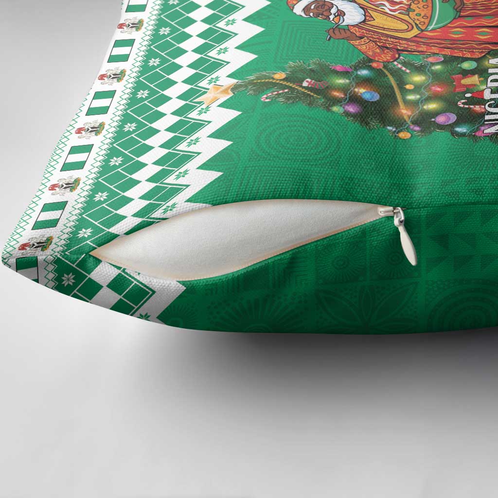Nigeria Christmas Pillow Cover Black Santa With Jollof Rice