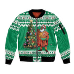 Personalized Afro Christmas in Nigeria Sleeve Zip Bomber Jacket Eku Odun Eku IyeDun - African Pride