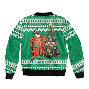 Personalized Afro Christmas in Nigeria Sleeve Zip Bomber Jacket Eku Odun Eku IyeDun - African Pride