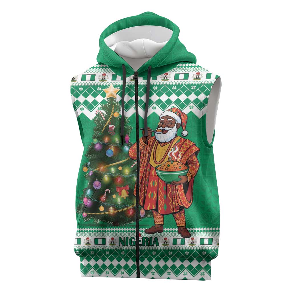 Personalized Afro Christmas in Nigeria Sleeveless Zip Hoodie Eku Odun Eku IyeDun - African Pride