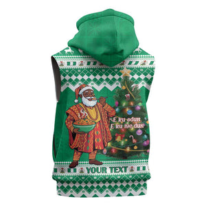 Personalized Afro Christmas in Nigeria Sleeveless Zip Hoodie Eku Odun Eku IyeDun - African Pride