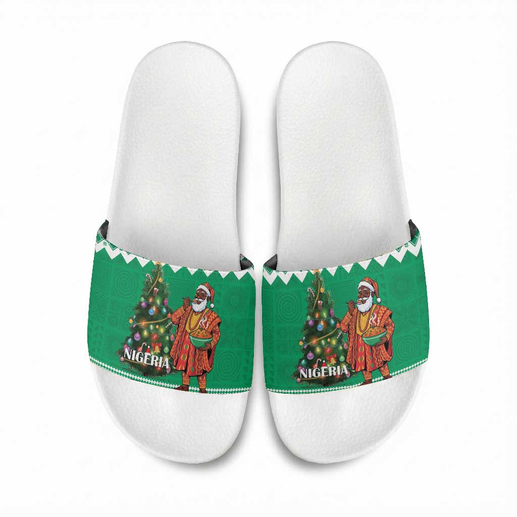 Nigeria Christmas Slide Sandals Black Santa With Jollof Rice
