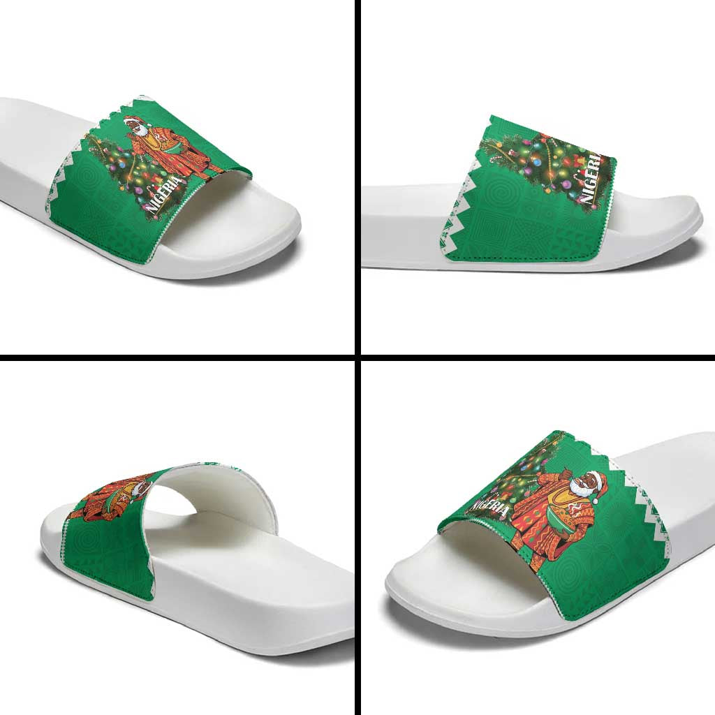 Nigeria Christmas Slide Sandals Black Santa With Jollof Rice