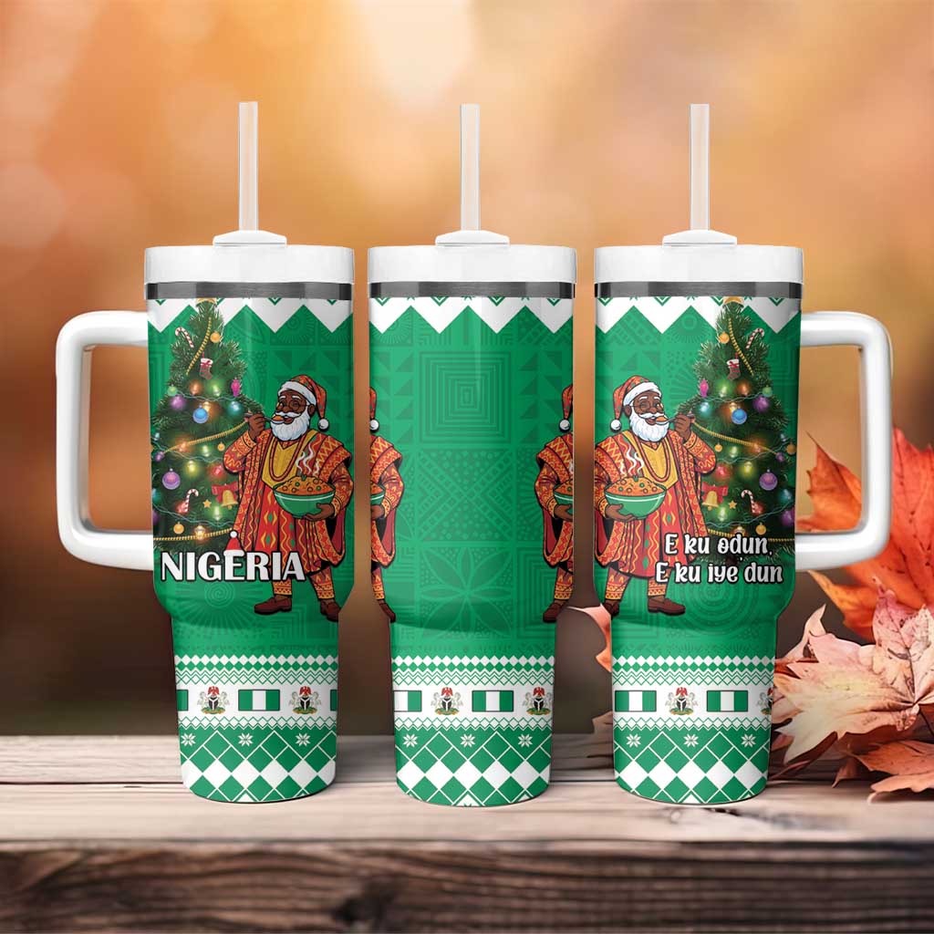 Afro Christmas in Nigeria Tumbler With Handle Eku Odun Eku IyeDun - African Pride