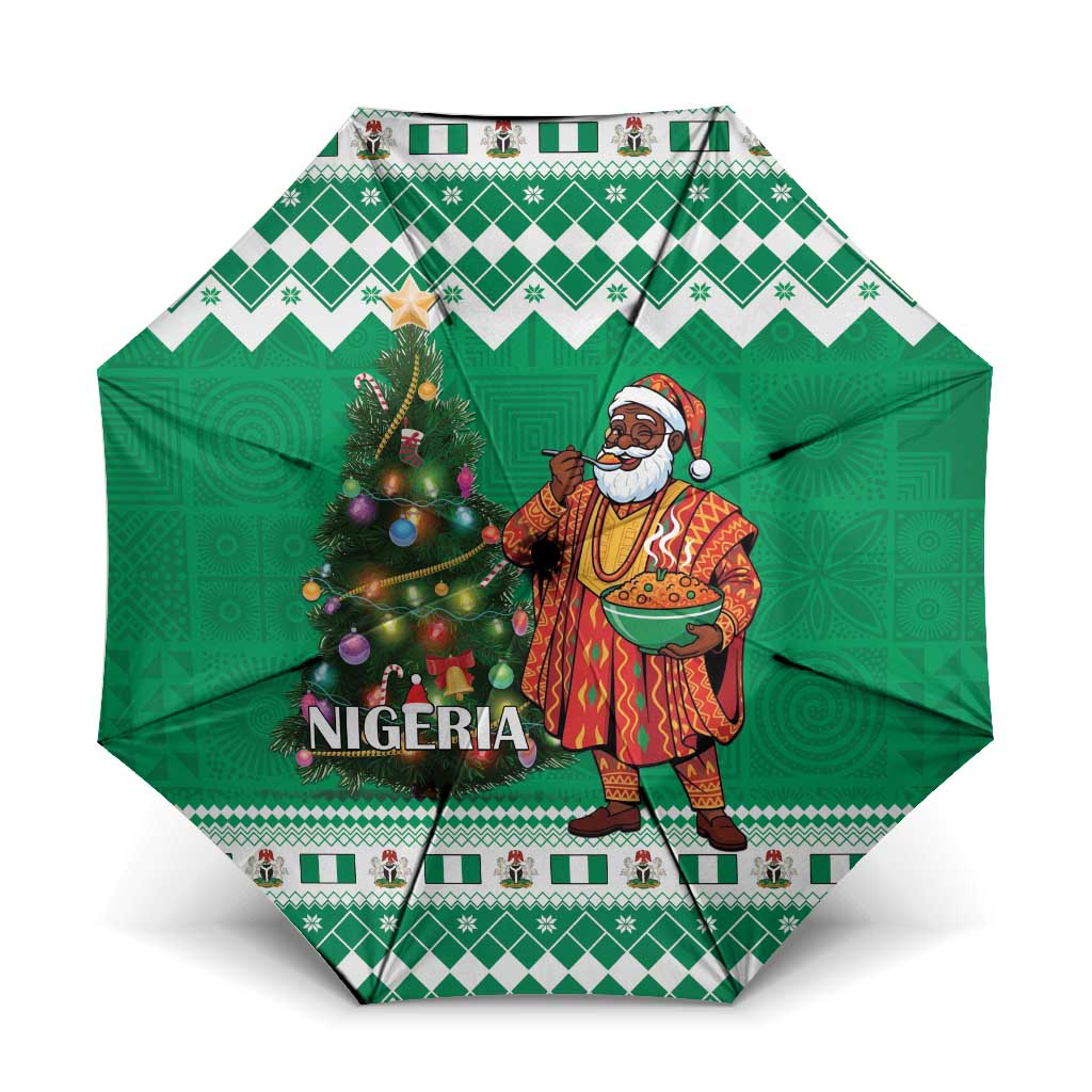 Nigeria Christmas Umbrella Black Santa With Jollof Rice