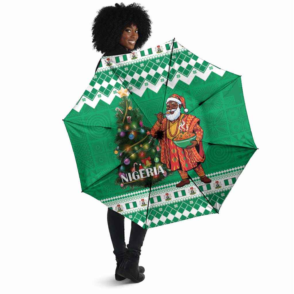 Nigeria Christmas Umbrella Black Santa With Jollof Rice