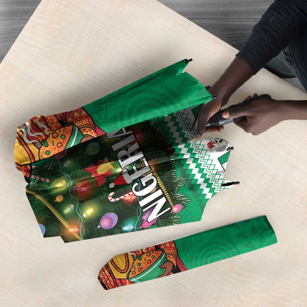 Nigeria Christmas Umbrella Black Santa With Jollof Rice