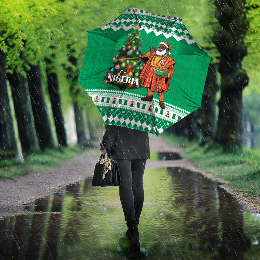 Nigeria Christmas Umbrella Black Santa With Jollof Rice