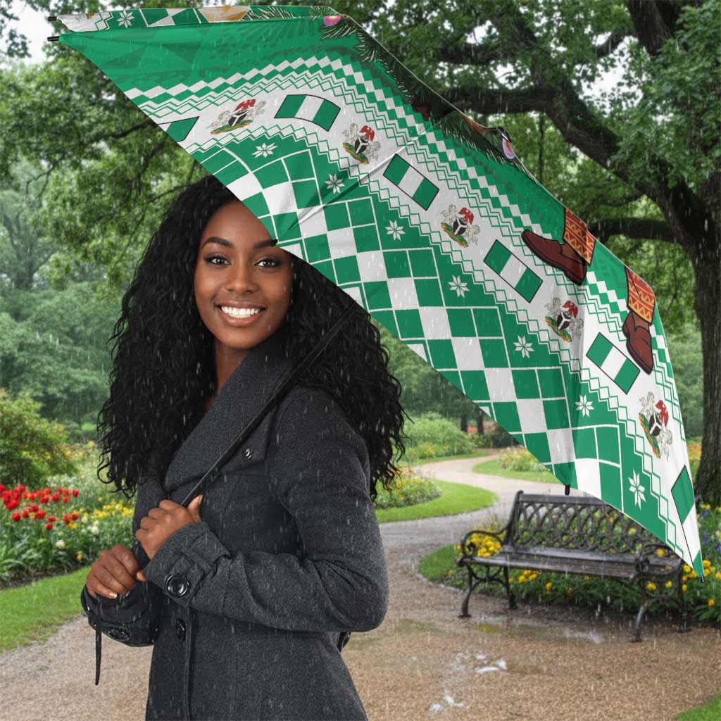 Nigeria Christmas Umbrella Black Santa With Jollof Rice
