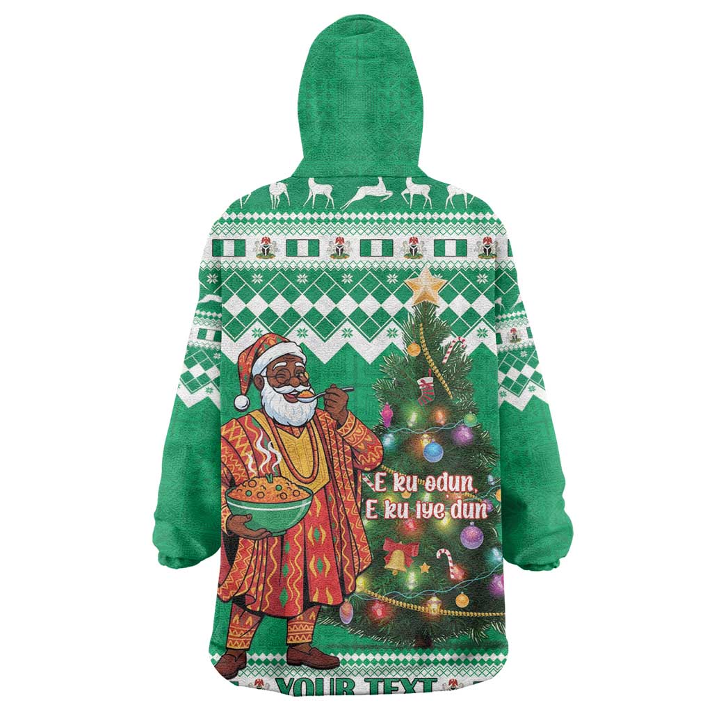 Personalized Afro Christmas in Nigeria Wearable Blanket Hoodie Eku Odun Eku IyeDun - African Pride