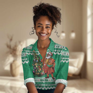 Personalized Afro Christmas in Nigeria Women Casual Shirt Eku Odun Eku IyeDun - African Pride