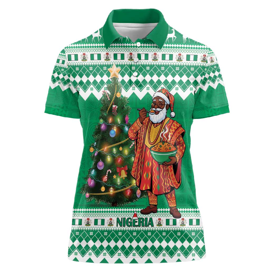 Personalized Afro Christmas in Nigeria Women Polo Shirt Eku Odun Eku IyeDun - African Pride