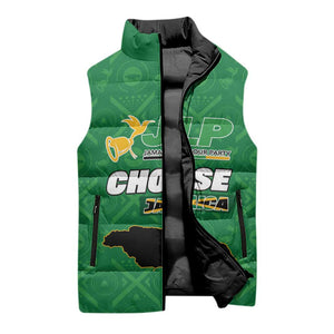Personalized Jamaica Labour Party Sleeveless Puffer Jacket Choose Jamica