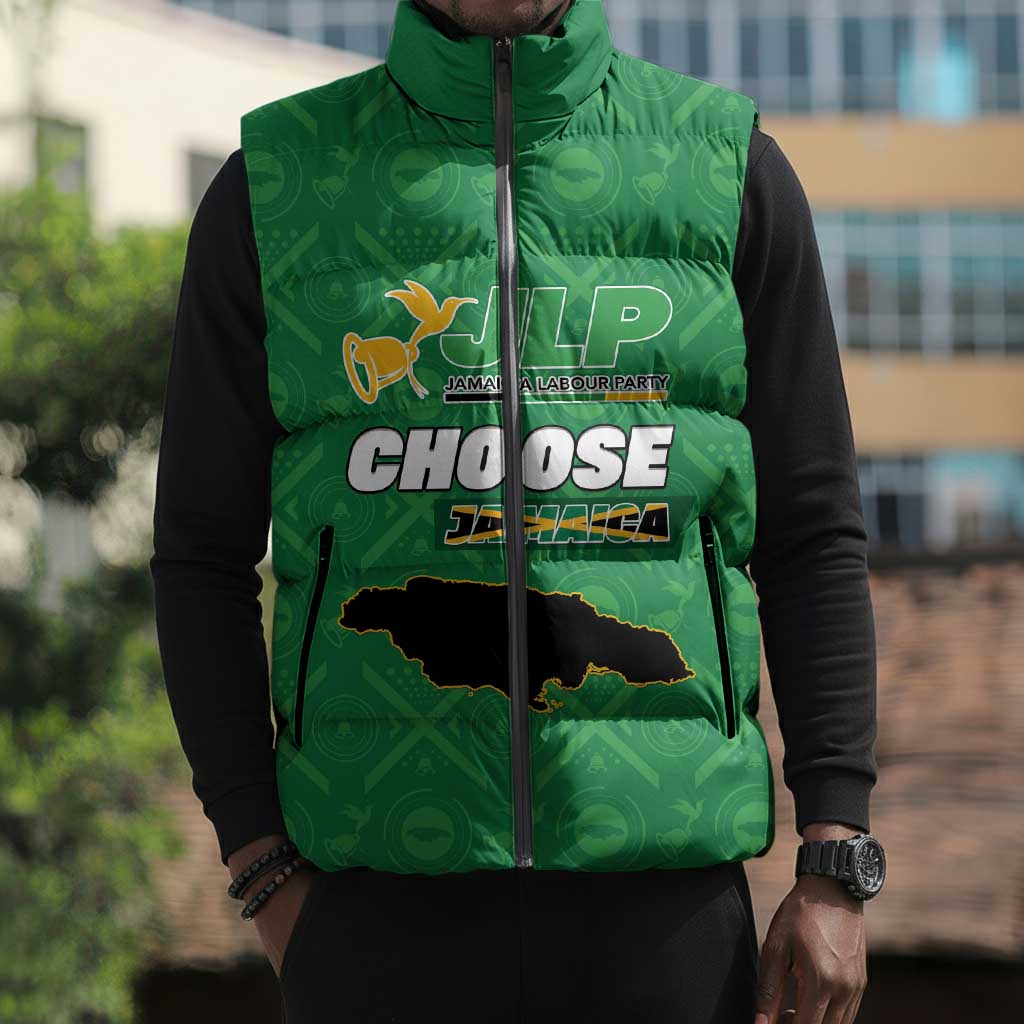 Personalized Jamaica Labour Party Sleeveless Puffer Jacket Choose Jamica