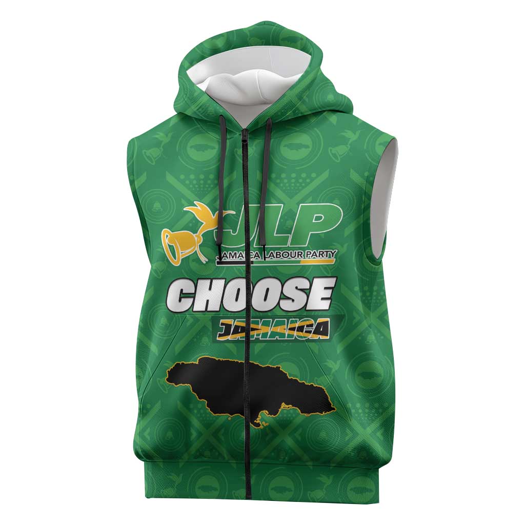 Personalized JLP Jamaica Labour Party Sleeveless Zip Hoodie Build Back Stronger - African Pride