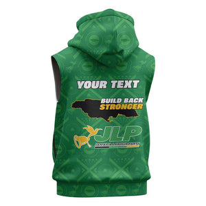 Personalized JLP Jamaica Labour Party Sleeveless Zip Hoodie Build Back Stronger - African Pride