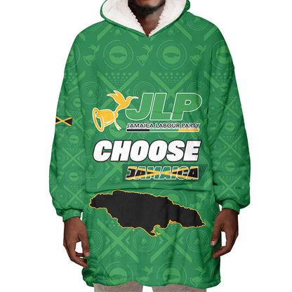Personalized JLP Jamaica Labour Party Wearable Blanket Hoodie Build Back Stronger - African Pride