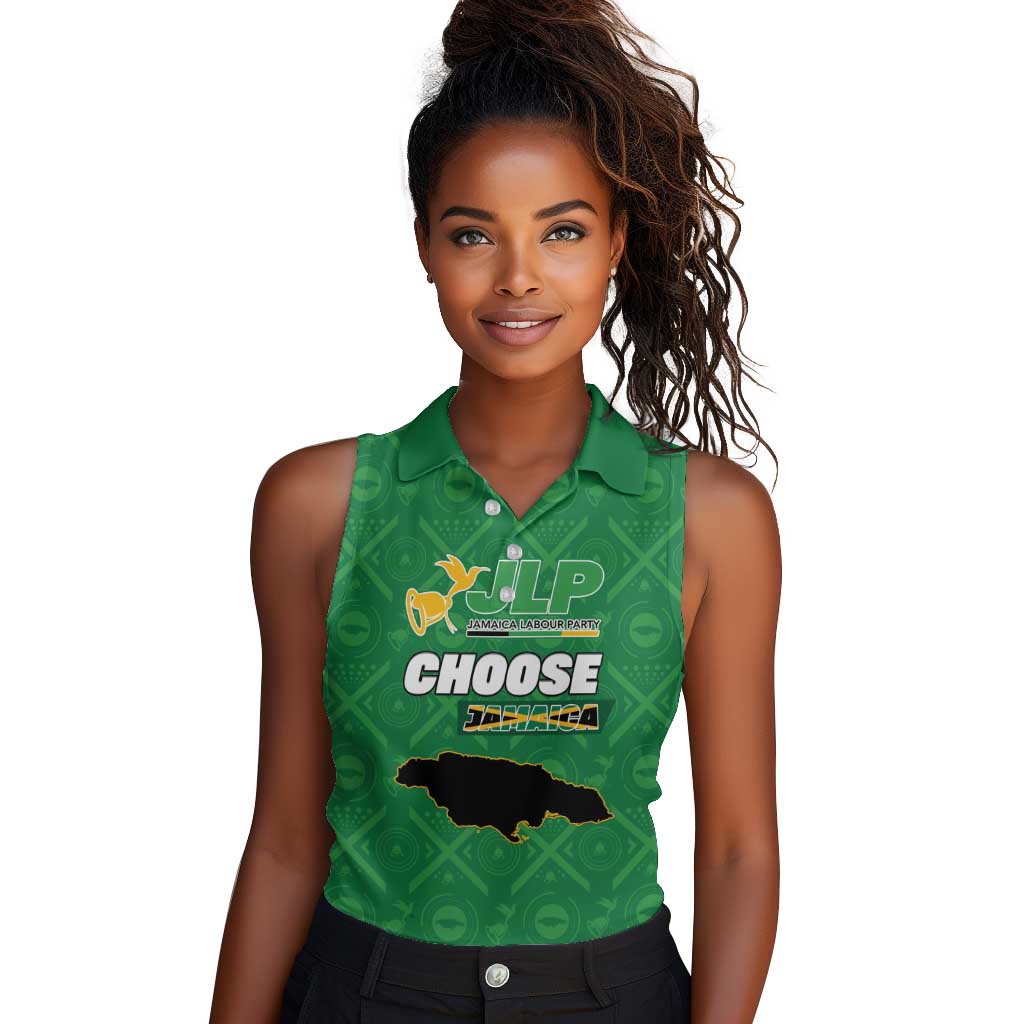 Personalized JLP Jamaica Labour Party Women Sleeveless Polo Shirt Build Back Stronger - African Pride