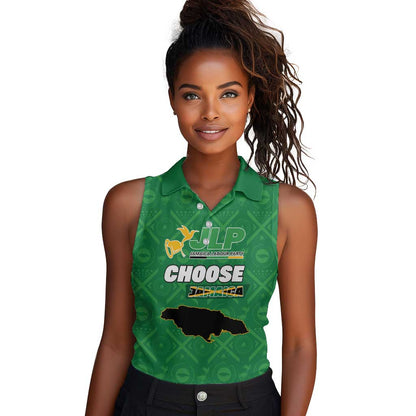 Personalized JLP Jamaica Labour Party Women Sleeveless Polo Shirt Build Back Stronger - African Pride