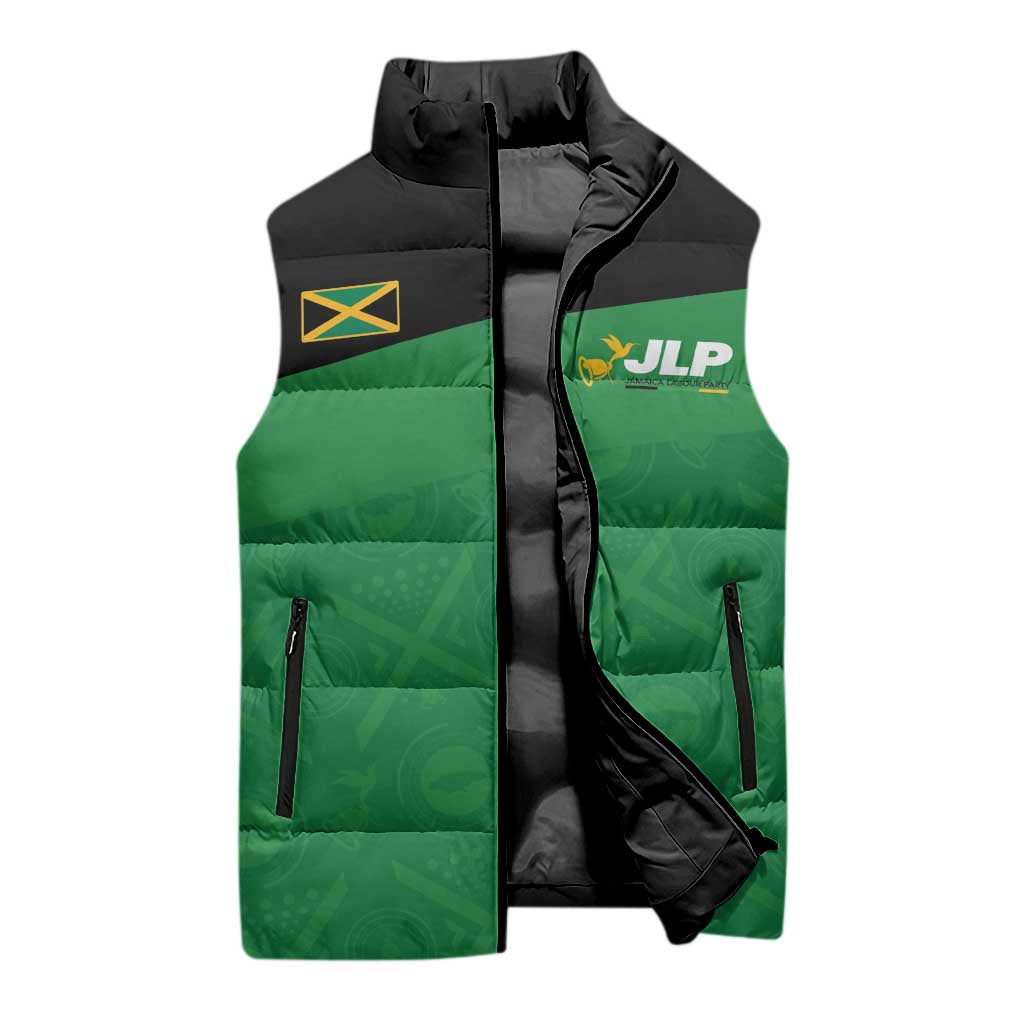 Personalized Jamaica Labour Party Sleeveless Puffer Jacket Proud Supporters