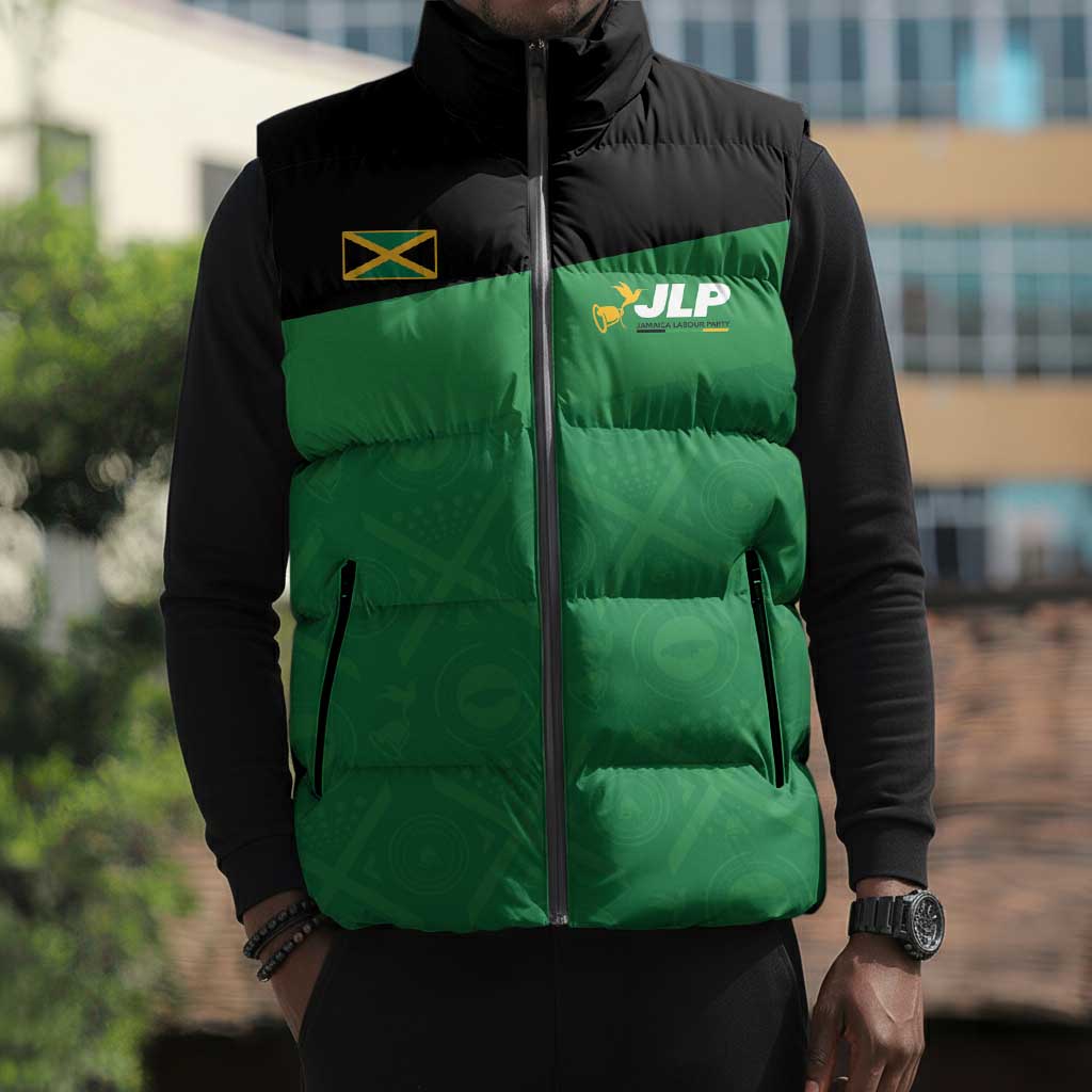 Personalized Jamaica Labour Party Sleeveless Puffer Jacket Proud Supporters
