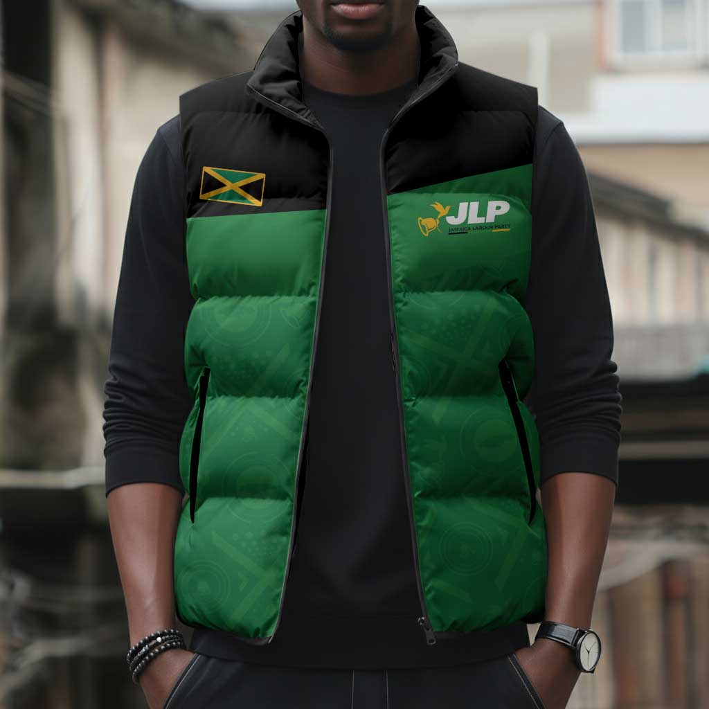 Personalized Jamaica Labour Party Sleeveless Puffer Jacket Proud Supporters