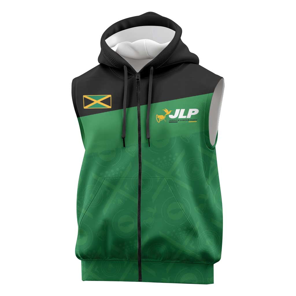 Personalized Jamaica Labour Party Supporters Sleeveless Zip Hoodie - African Pride