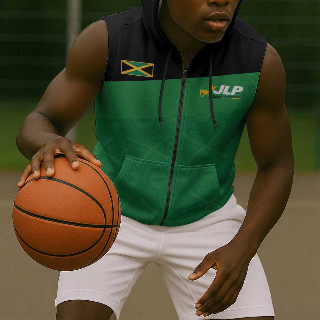 Personalized Jamaica Labour Party Supporters Sleeveless Zip Hoodie - African Pride