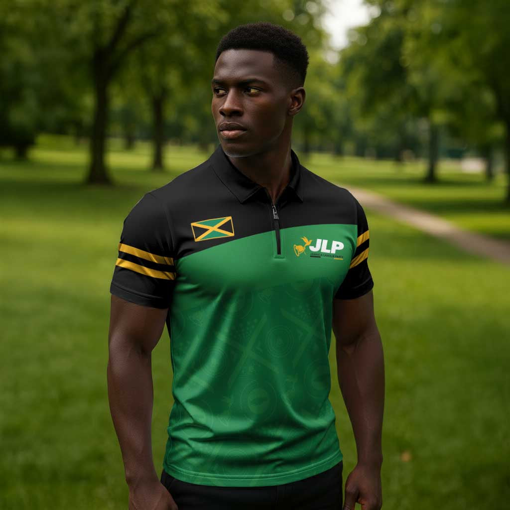 Personalized Jamaica Labour Party Zipper Polo Shirt Proud Supporters