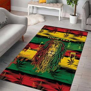 Personalised Rastafarian Lion Area Rug Cannabis Leaf Pattern